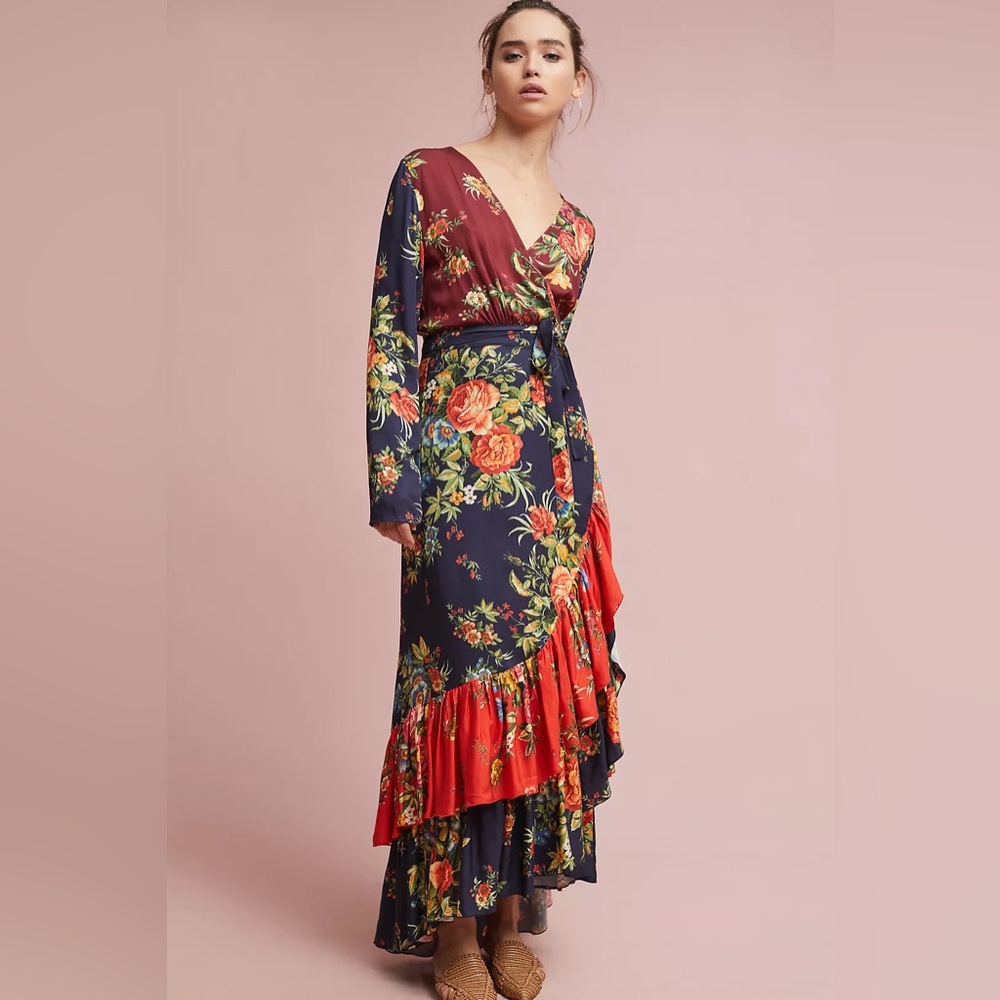 ANTHROPOLOGIE X FARM RIO audrey wrap dress size small